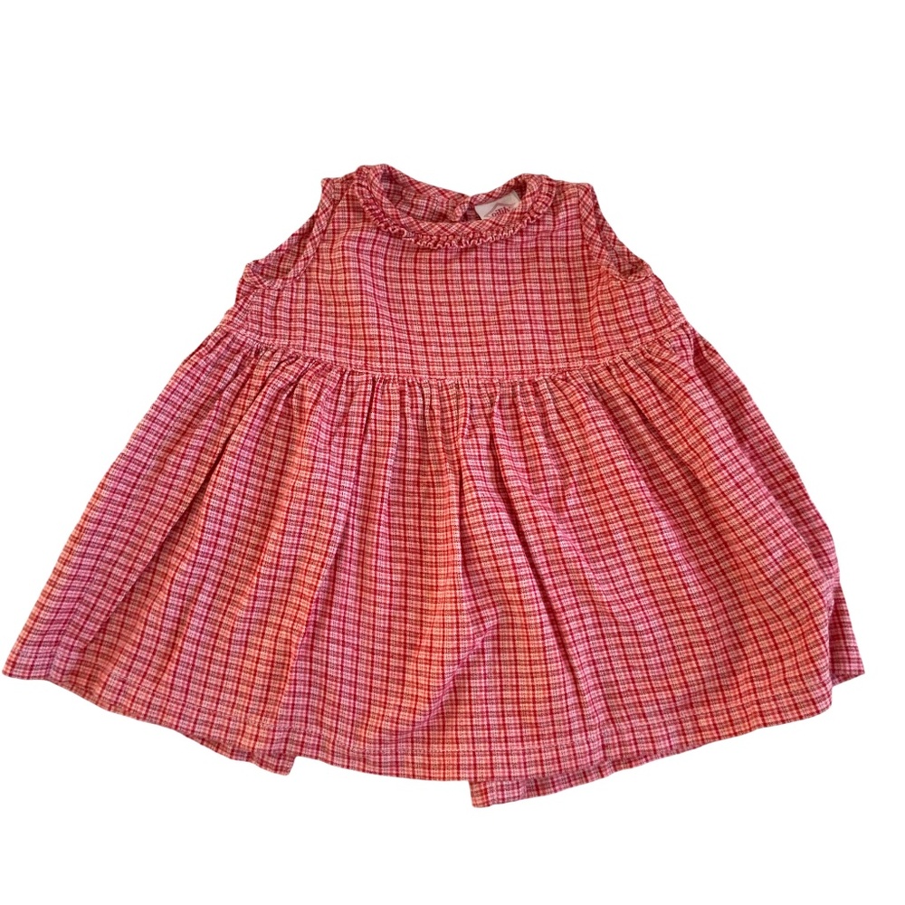 OLILY LAYERING APRON OR DRESS SZ 12 mo PLAID BUTTON BACK